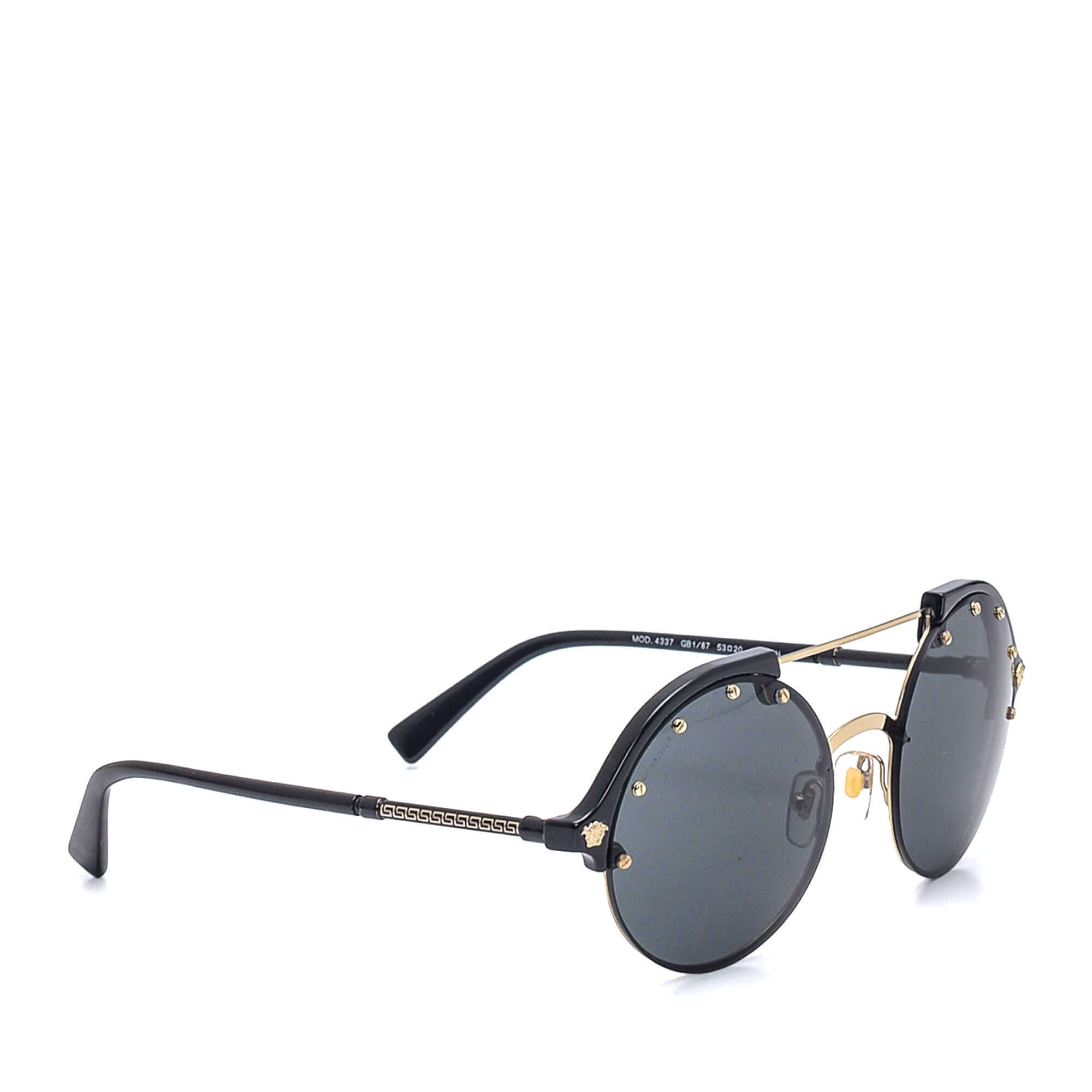 Versace - Black Acetate Metal Studs and Medusa Round Sunglasses